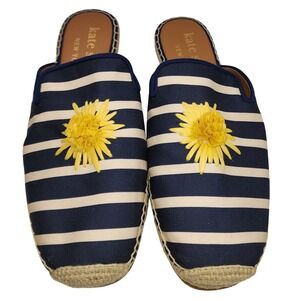 Kate Spade NY Solero Relaxed Vacation Ready Navy & Yellow Mules Beach Vibe 10.5